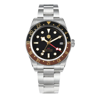 San Martin 39mm NH34 GMT Men's Luxury Watch Bidirectional Aluminum Bezel Automatic Mechanical Sapphire 100M Waterproof SN0109