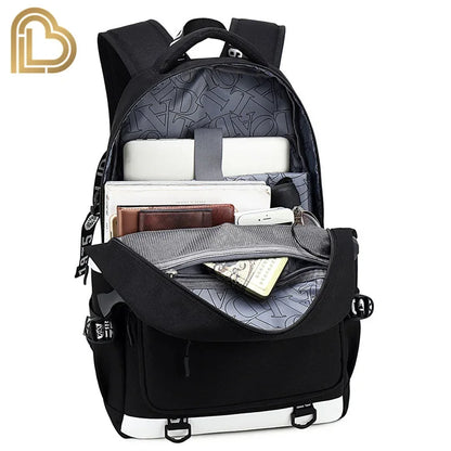 Ultima Knight F-Fortnited Battle Royale Rucksack mit USB-Ladeanschluss, Anime-Figuren und Studienfach für Schreibwaren für Schüler