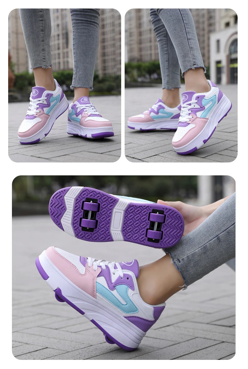 Children's Outdoor Sports Roller Skates Shoes Single Row Wheel kids Sliding Shoes four-Wheel for boys and grils