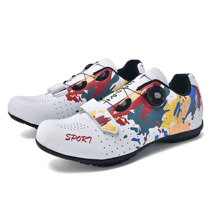 Zapatillas de ciclismo sin cierre para pedales planos, para hombre, zapatillas con calas para bicicleta, MTB, para mujer, transpirables, tipo bota para interior