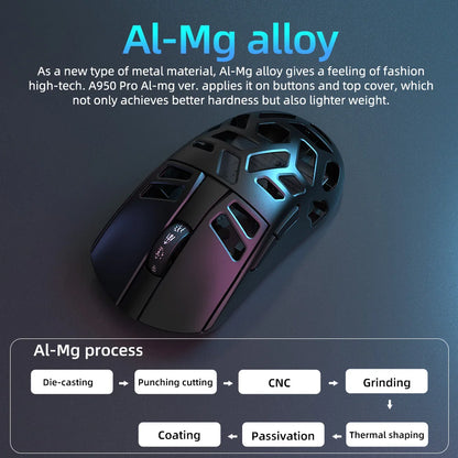 Rato Gaming Sem Fios DAREU Al-mg Tri-mode 8Khz PBT Quick Charge PAW3950 30000 DPI Leve para PC Gamer