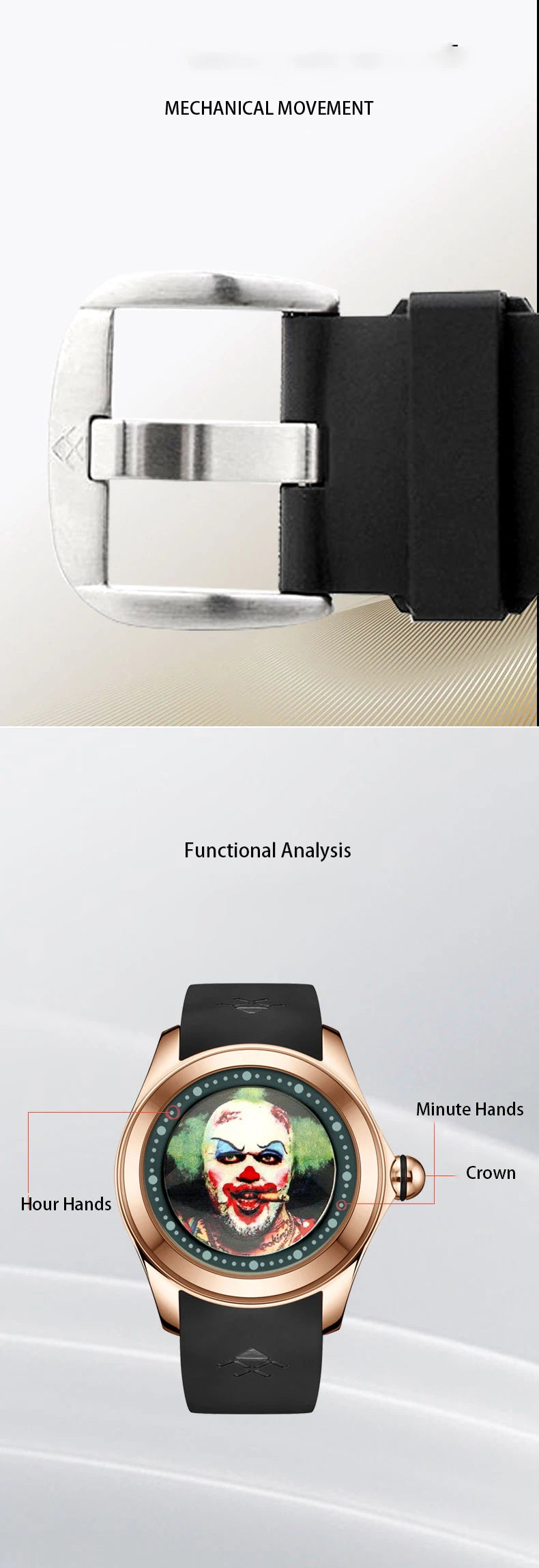 KAFYASE Fashion Earth Bubble Rubber Automatic Watches Luxury Men 46mm Mechanical Wristwatches Art Eye Ball Dial Classic Watch