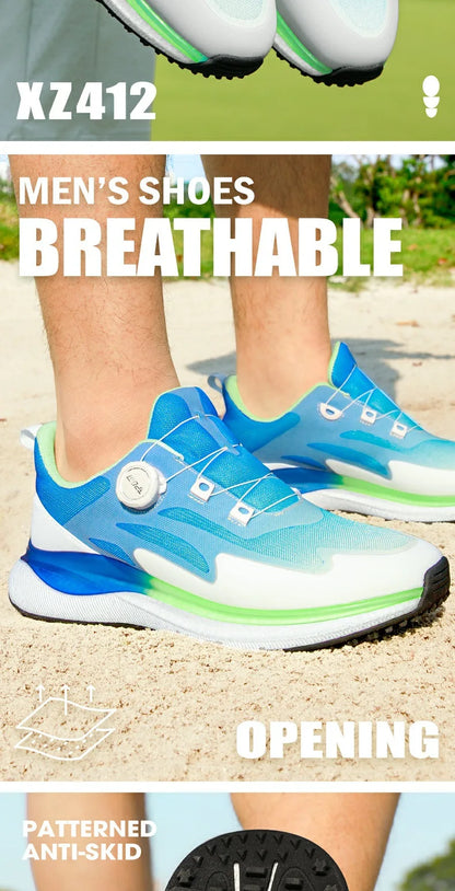 PGM Men's Golf Shoes with Ultra Soft Sole, Knob Shoelaces, Breathable, Anti-Slip Outdoor Sports Sneakers XZ412