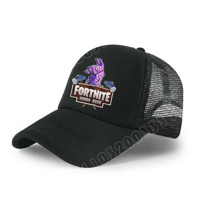 Gorra de béisbol Fortnite con estampado de juego estilo cartoon para niños, gorra de malla transpirable de verano, visera ajustable, regalo de cumpleaños para niños