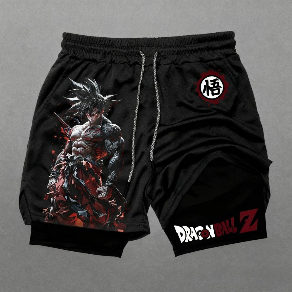 Dragon Ball Anime Goku Double-Layer Shorts 2026 American Sporty Summer Men's Loose Breathable Pants