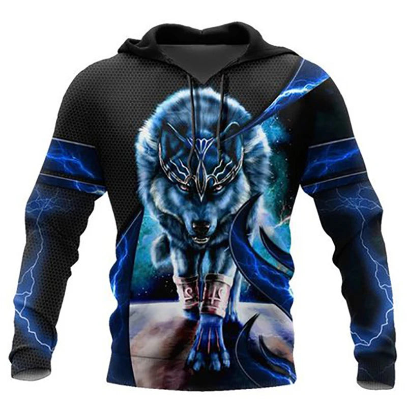 Fashion Frühling Herbst Wolf-Tier Herren-Hoodie 3D-Allover-Print Sweatshirt Unisex Pullover Freizeitjacke Streetwear-Mantel 4XL