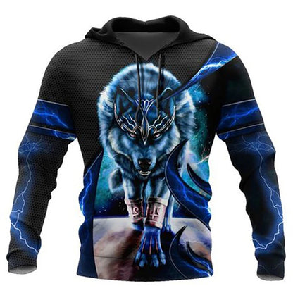 Fashion Frühling Herbst Wolf-Tier Herren-Hoodie 3D-Allover-Print Sweatshirt Unisex Pullover Freizeitjacke Streetwear-Mantel 4XL