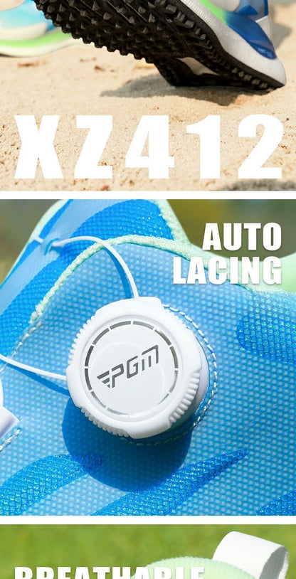 PGM Men's Golf Shoes with Ultra Soft Sole, Knob Shoelaces, Breathable, Anti-Slip Outdoor Sports Sneakers XZ412