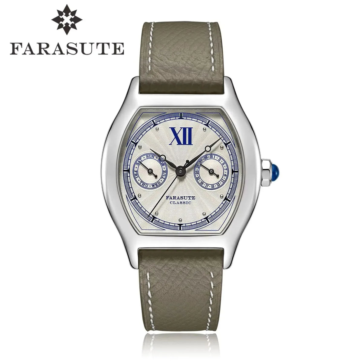 FARASUTE 2024 New 36mm Men's Quartz Watch VH64 Movement Stainless Steel Sports Fashion Sapphire Glass Waterproof Men's Watch
