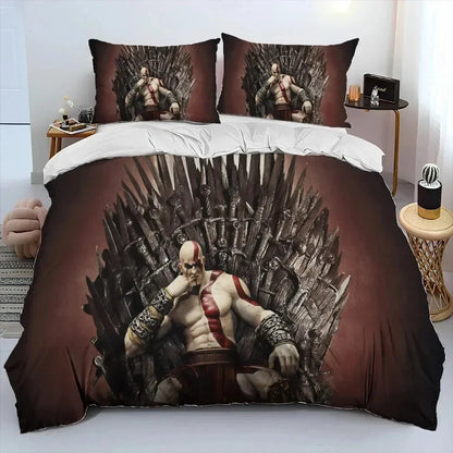 3D Print God Of War Game Gamers Kratos Bedding Set Boys Girls Twin Queen King Size Duvet Cover Pillowcase Bed Boys Adult