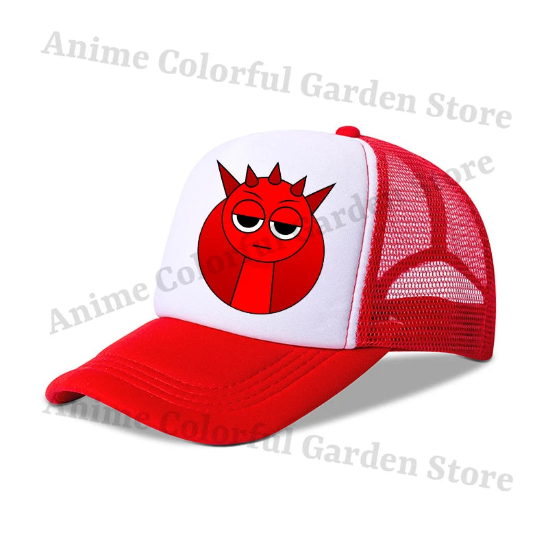 Sprunki Parent-child Baseball Cap Anime Cartoon Hip Hop Flat Caps Men Women Kids Summer Fashion Sunshade Breathable Hats Gifts