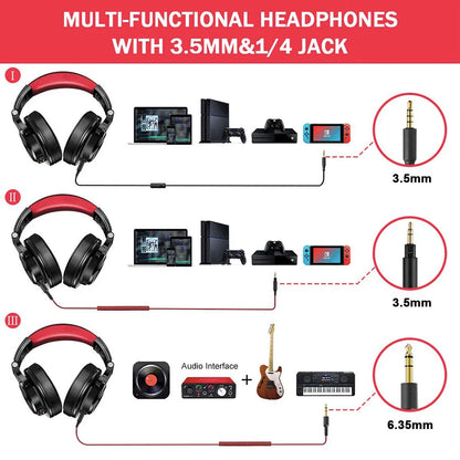 Cuffie DJ da studio cablate over-ear OneOdio con microfono – Headset per mixaggio e monitoraggio con driver da 40mm per gaming e registrazione
