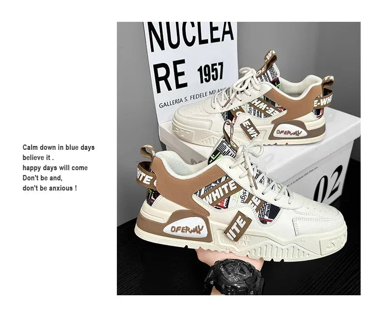 Nuove scarpe da uomo stile skateboard, sneaker estive in pelle casual fashion outdoor per running, sport, trekking e tennis, platform di lusso firmate