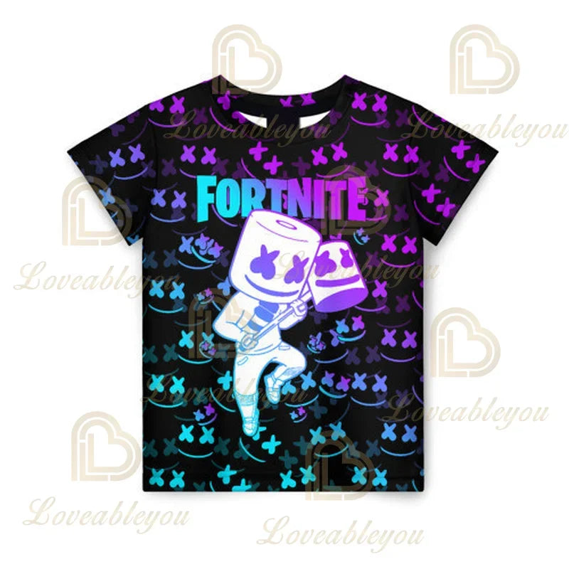 Battle Royale T-Shirt Fortnite T-Shirt Victory Cartoon-Oberteile Teenager-Kleidung Kinder Hero Game Fortress Night 3D Jungen Mädchen T-Shirt
