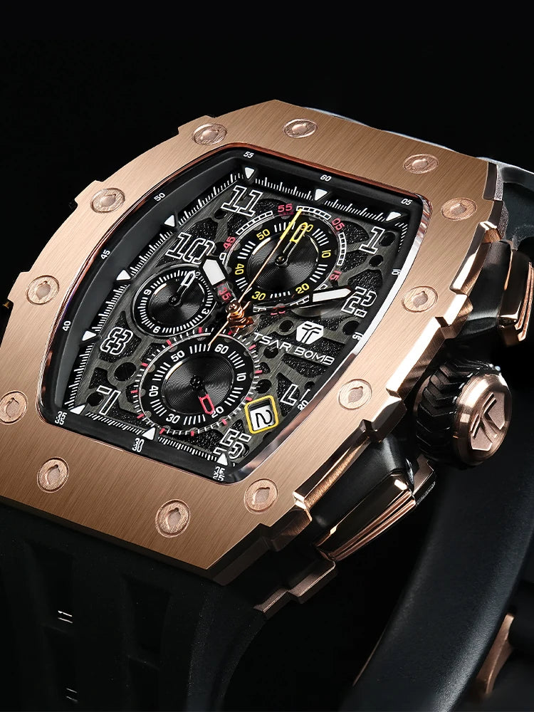 Reloj TSAR BOMBA New TB8204 para hombre, cronógrafo de cuarzo japonés, resistente al agua 50M, reloj de pulsera deportivo de moda, reloj masculino de lujo, regalo para hombre