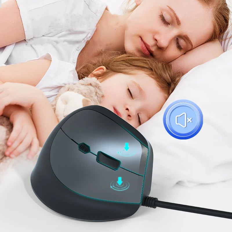 Wired Right Hand Vertical RGB Mouse Ergonomic Gaming Mouse 1600DPI USB Optical Wrist Healthy Mouse for PC Computer