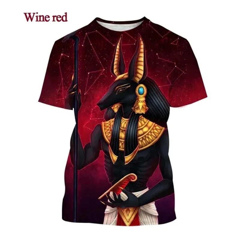 Grim Reaper Anubis T-shirts 3D-tryckt forntida egyptisk gud T-shirt Egyptens öga Farao Mode Harajuku kortärmad T-shirt