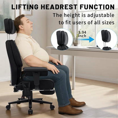 Executive Office Chair with Foot Rest and Waist Lumbar Support, Ergonomic Gaming Chair with Adjustable Height Headrest for Home