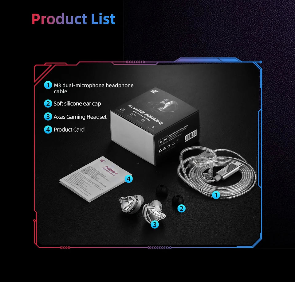 KZ Axas Earphones FPS Dedicated Gaming Earbuds In Ear Monitor IEM HiFi Bass Wired Headphones PK Castor ZSN PRO 2 ZS10 PRO X