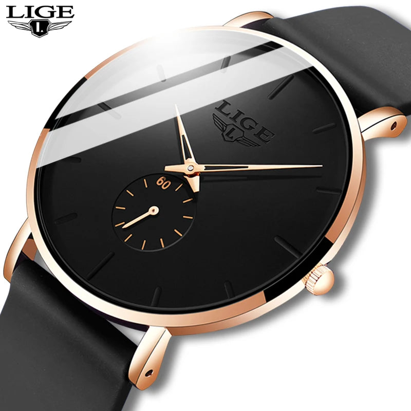 Reloj para hombre LIGE: estilo deportivo y moderno, marca de lujo, resistente al agua, diseño minimalista y ultradelgado, reloj de cuarzo para hombre