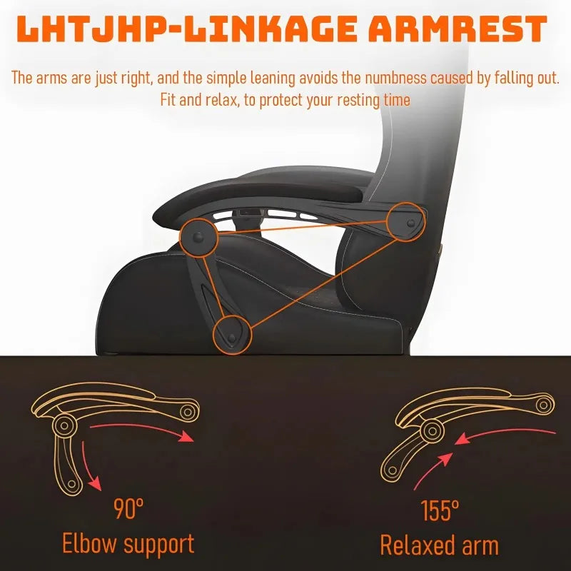 Cadeira Gaming Hestora em Couro PU Grande e Alta, Ergonómica, de Encosto Alto, para Computador, com Apoio para os Pés, Massagem e Suporte Lombar para Adultos