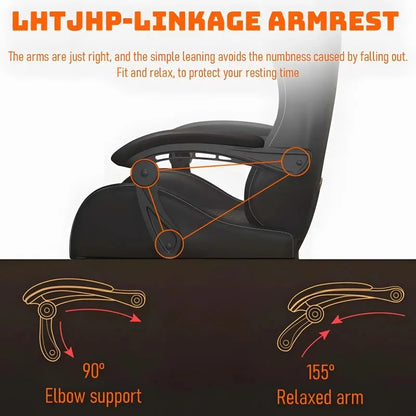 Cadeira Gaming Hestora em Couro PU Grande e Alta, Ergonómica, de Encosto Alto, para Computador, com Apoio para os Pés, Massagem e Suporte Lombar para Adultos