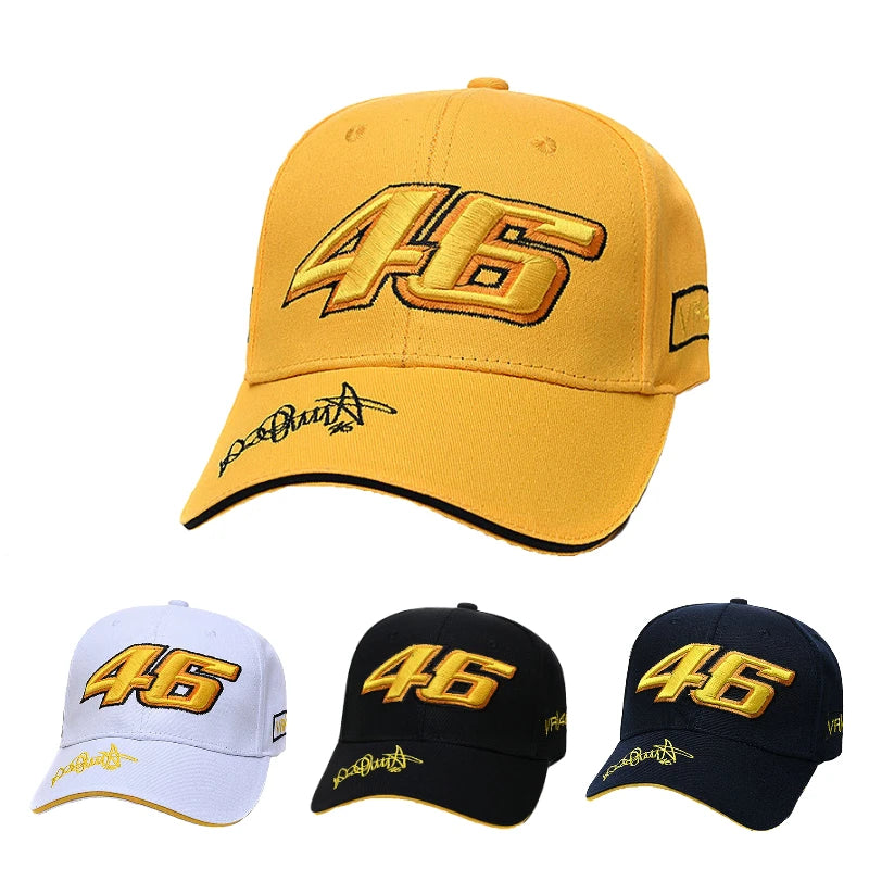 Unisex-Hip-Hop-Baseballcap mit Schriftzug, verstellbar, Nr. 46, F1-Rennsport- und Motorrad-Design, Outdoor-Sport, lässiger Sonnenschutzhut für Herren
