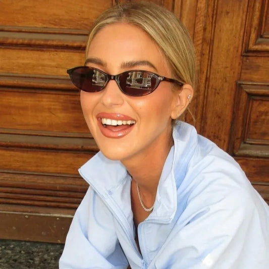New Retro Oval Small Frame Fashionable Women's Glasses, Fashionable High-end Casual Street Photography Glasses