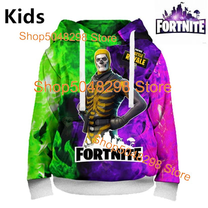 Sweatshirt com Estampado de Herói Fortnite, Jogo Popular, para Rapazes e Raparigas, Roupa 3D Casual, Hoodie para Crianças, Adultos, Homens e Mulheres, Pullover de Primavera e Outono
