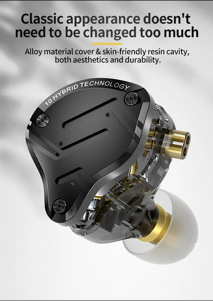 KZ ZS10 Pro X kabelgebundene In-Ear-Ohrhörer HiFi-Bass-Monitor-Earbuds mit abnehmbarem Kabel und Mikrofon