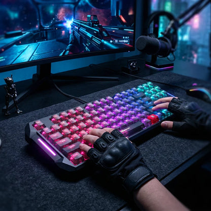 DarKBeacon RGB 87 tasti, tastiera compatta TKL USB cablata, hot-swappable, meccanica silenziosa per Windows, laptop, PC, gaming e lavoro