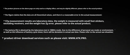 Rato Gaming Sem Fios ATK Z1 Pro Max Ultra com Pé Personalizado, PAW3950 Ultra Smart Speed Wireless, Taxa de Polling 8k e Baixa Latência de 0.39ms