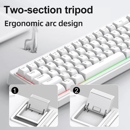 FREEWOLF M68SE Tastatur mit mechanischem Tippgefühl, 68 Tasten, Mini, kabelgebunden, kompakt und leise, für Laptops, Gaming und Bürogebrauch