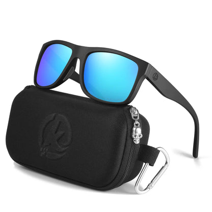 KDEAM Polarized Sunglasses Men Sports Tridimensional Brand Logo TR90 Square Sun Glasses All Black With Zipper Case KD0721