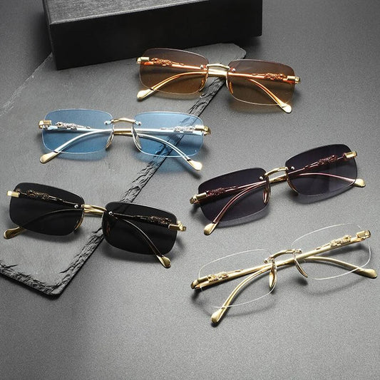 Cycling 12pcs Brand Leopard Rimless Rectangle Sunglasses Fashion Y2K Frameless Sun Glasses Shades for Women Men UV400