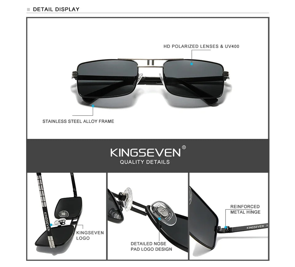 KINGSEVEN Brand Rectangle Frame Sunglasses For Men Polarized Design Glasses Fashion High Quality Driving Eyewear UV400