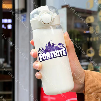 Vaso con pajita Fortnite de 400ML y 18CM para adultos, niños y niñas, vaso de agua bonito de dibujos animados para estudiantes, botella de agua resistente a caídas, regalo portátil
