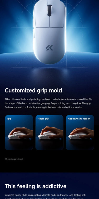 Mouse da gaming wireless leggero MCHOSE A7 V2 Ultra / Pro, Dual 8000Hz, PAW3950 TI, 42000DPI, per PC e gamer e-sport