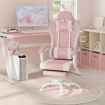 Sedia da ufficio girevole WOLTU con funzione massaggio, poltrona ergonomica con cuscino e poggiapiedi, sedia gaming regolabile in altezza