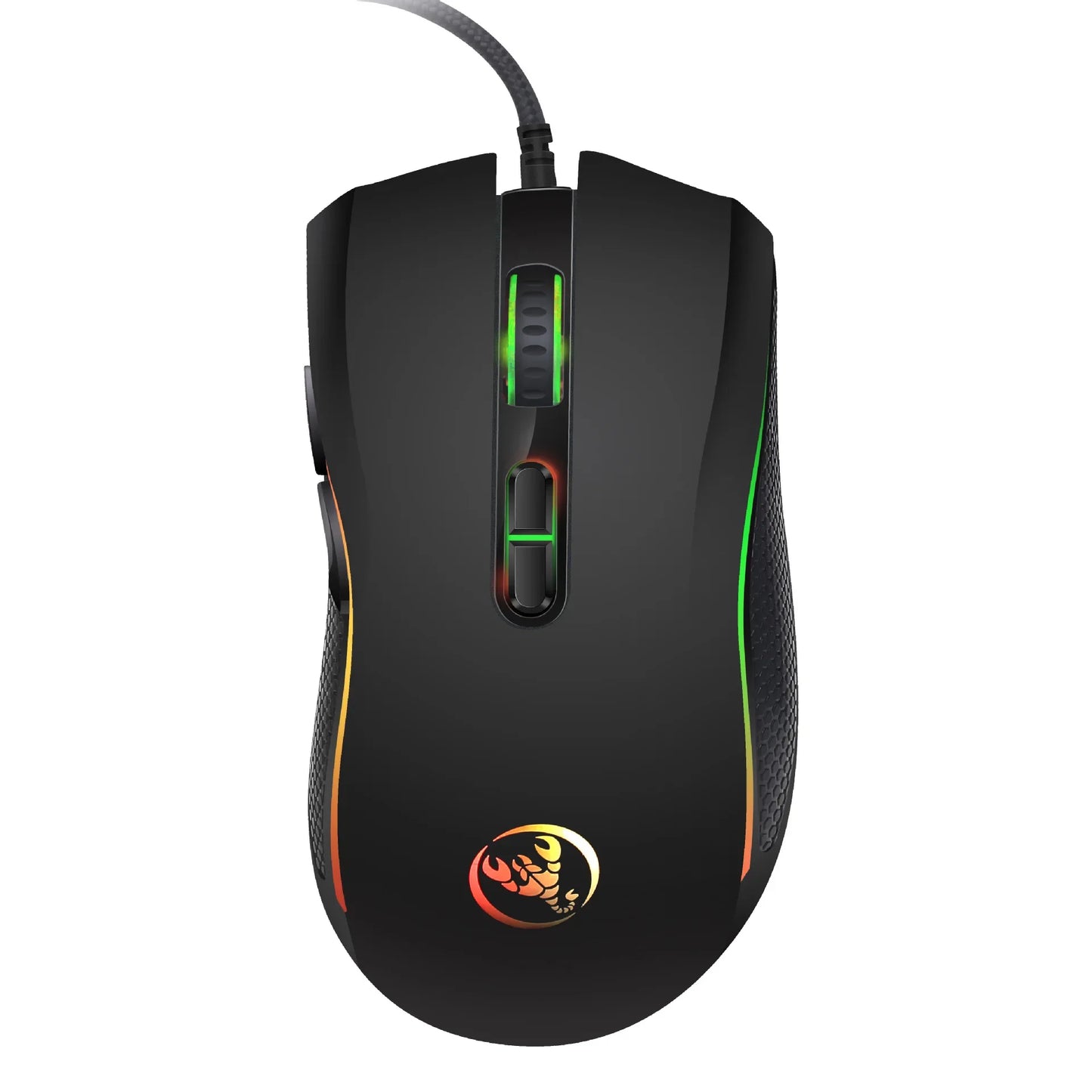 Rato gaming óptico profissional topo de gama com retroiluminação LED em 7 cores vivas e design ergonómico, 3200 DPI, para gamers de LOL e CS