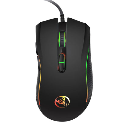 Rato gaming óptico profissional topo de gama com retroiluminação LED em 7 cores vivas e design ergonómico, 3200 DPI, para gamers de LOL e CS