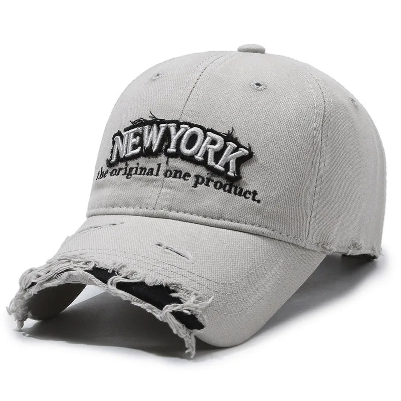 Vintage Old Hole Embroidery Letters Cowboy Baseball Cotton Soft Top Men's and Women's Spring and Summer Casual 56-60cm Sun Hat
