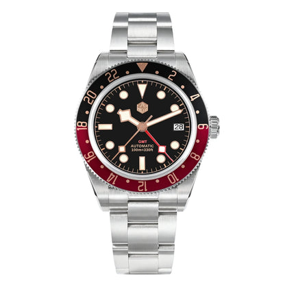 San Martin 39mm NH34 GMT Men's Luxury Watch Bidirectional Aluminum Bezel Automatic Mechanical Sapphire 100M Waterproof SN0109