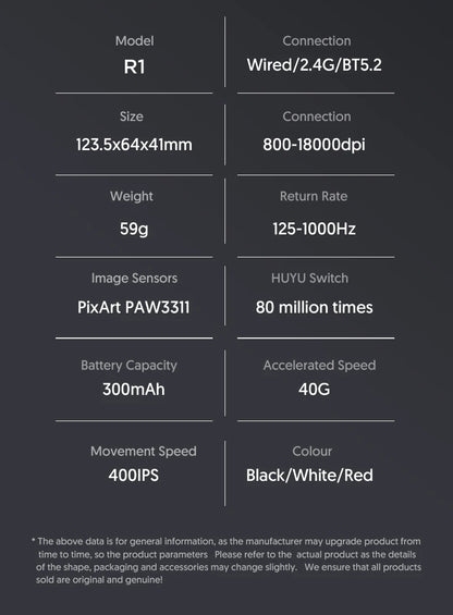 Attack Shark R1/X11 Tri-Mode kabellose Gaming-Maus 18K DPI PAW3311 Bluetooth/2.4GHz/kabelgebunden leicht programmierbar für PC/Laptop