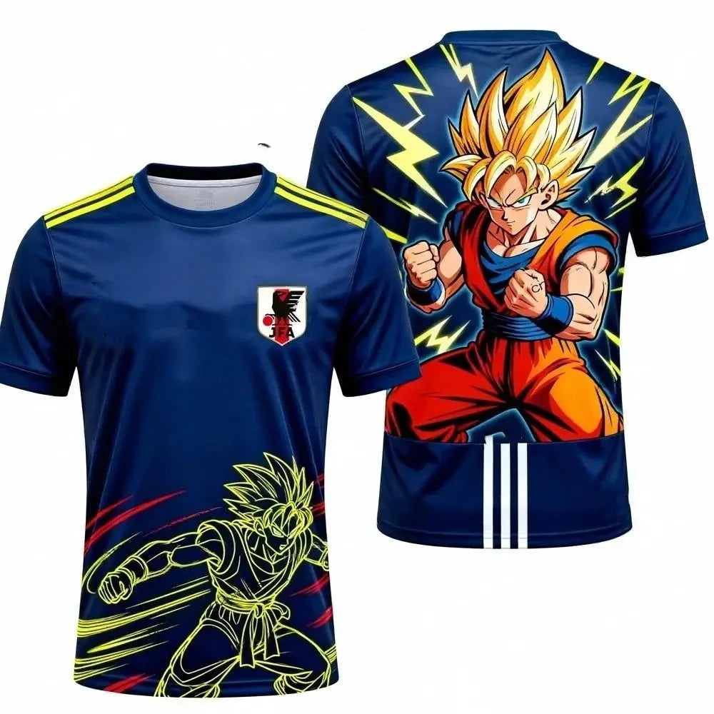 2026 New Japanese Anime Dragon Ball Z Special Edition Soccer Jersey for Kids Goku 3D Printed T-shirt Men's Soccer Training Suit