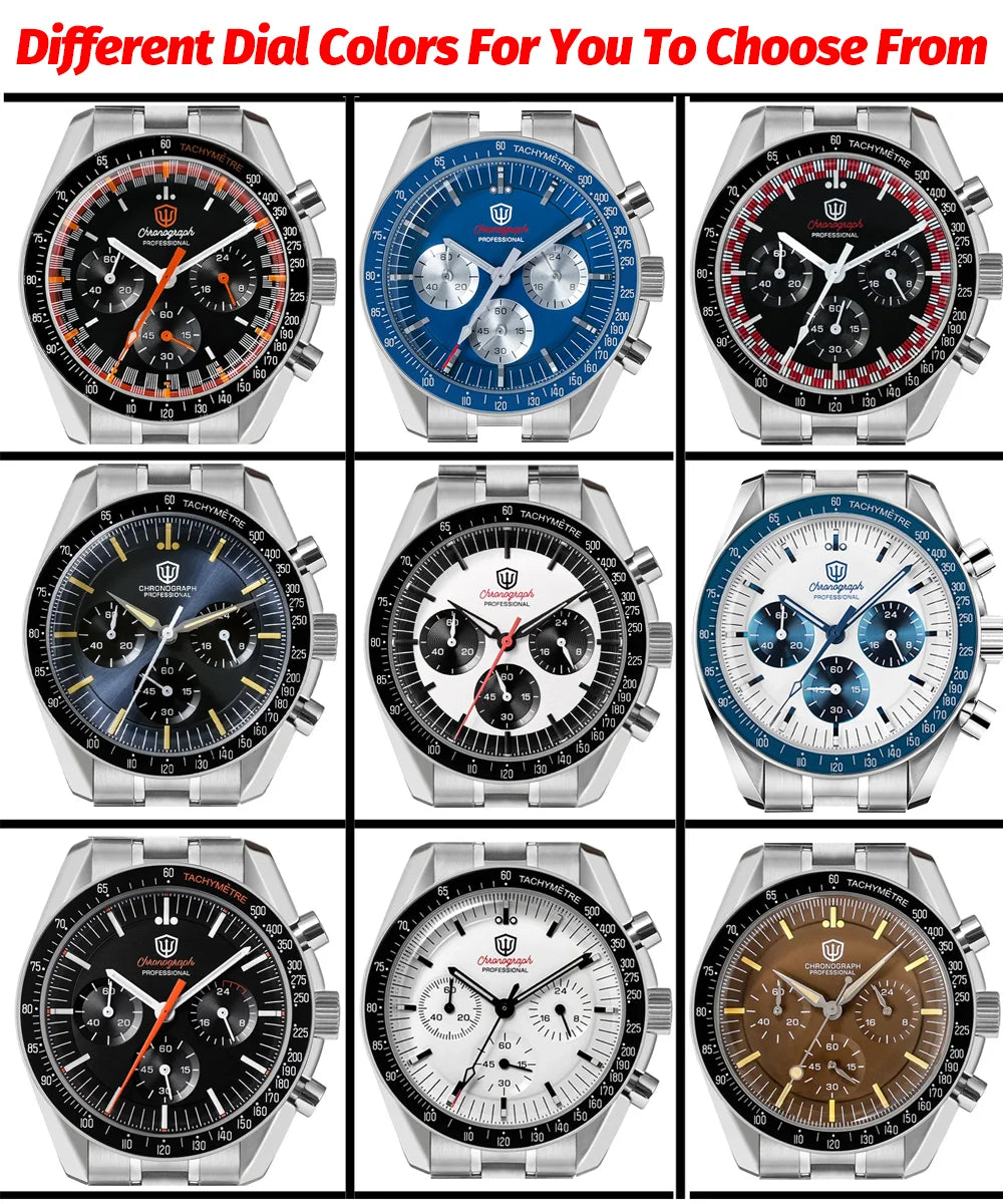 Watchdives New Wd1863 Quarz-Herrenuhr VK63 Chronograph Bubble-Saphirglas Wasserdicht 39Mm Stahl Top-Marke Luxus-Business-Uhr