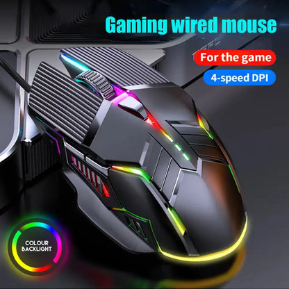 3200DPI ergonomikus vezetékes gamer egér, USB számítógépes gamer egér RGB háttérvilágítással, 6 gombos LED-es csendes egér PC-hez és laptophoz