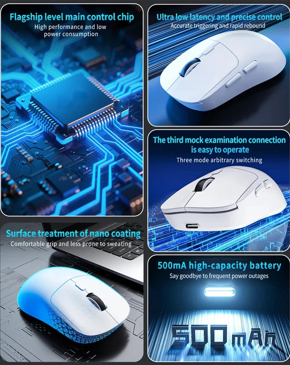 High Quality Rechargeable Wireless Mice Support Bluetooth/2.4G Gaming Mouse High Precision Silent Gamer Mice for iPad Computer
