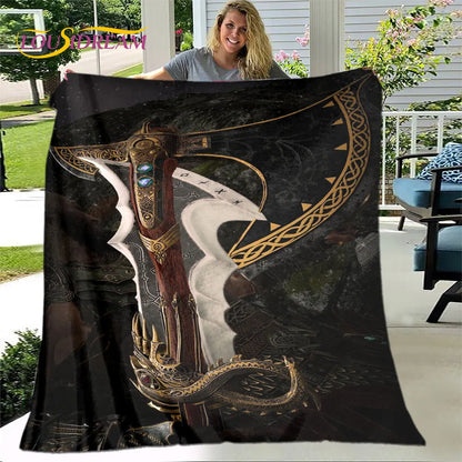 Game God of War Gamers Soft Plush Blanket,Flannel Blanket Throw Blanket for Living Room Bedroom Bed Sofa Picnic Cover Bettdecke