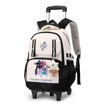 Fortnite Schüler-Rollrucksack mit großem Fassungsvermögen, wasserdichtem, leichtem Design, minimalistischer Laptop-Schultasche und lässiger Reisetasche